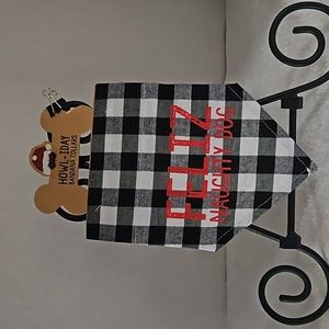 Mud Pie | NWT Small Dog Feliz Naught Buffalo Check Bandanna Collar